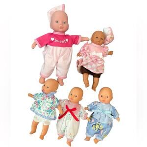 Dolls Set - Pink, Blue, and Multicolor Outfits 5 Dolls
